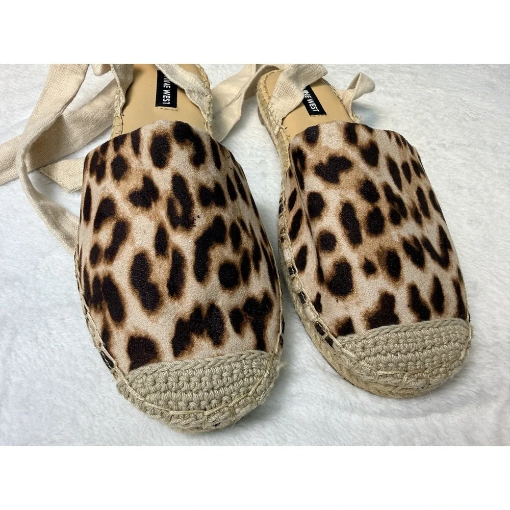 Nine West Sandals Women's Sz 7 Flat Espadrille Leopard  Print